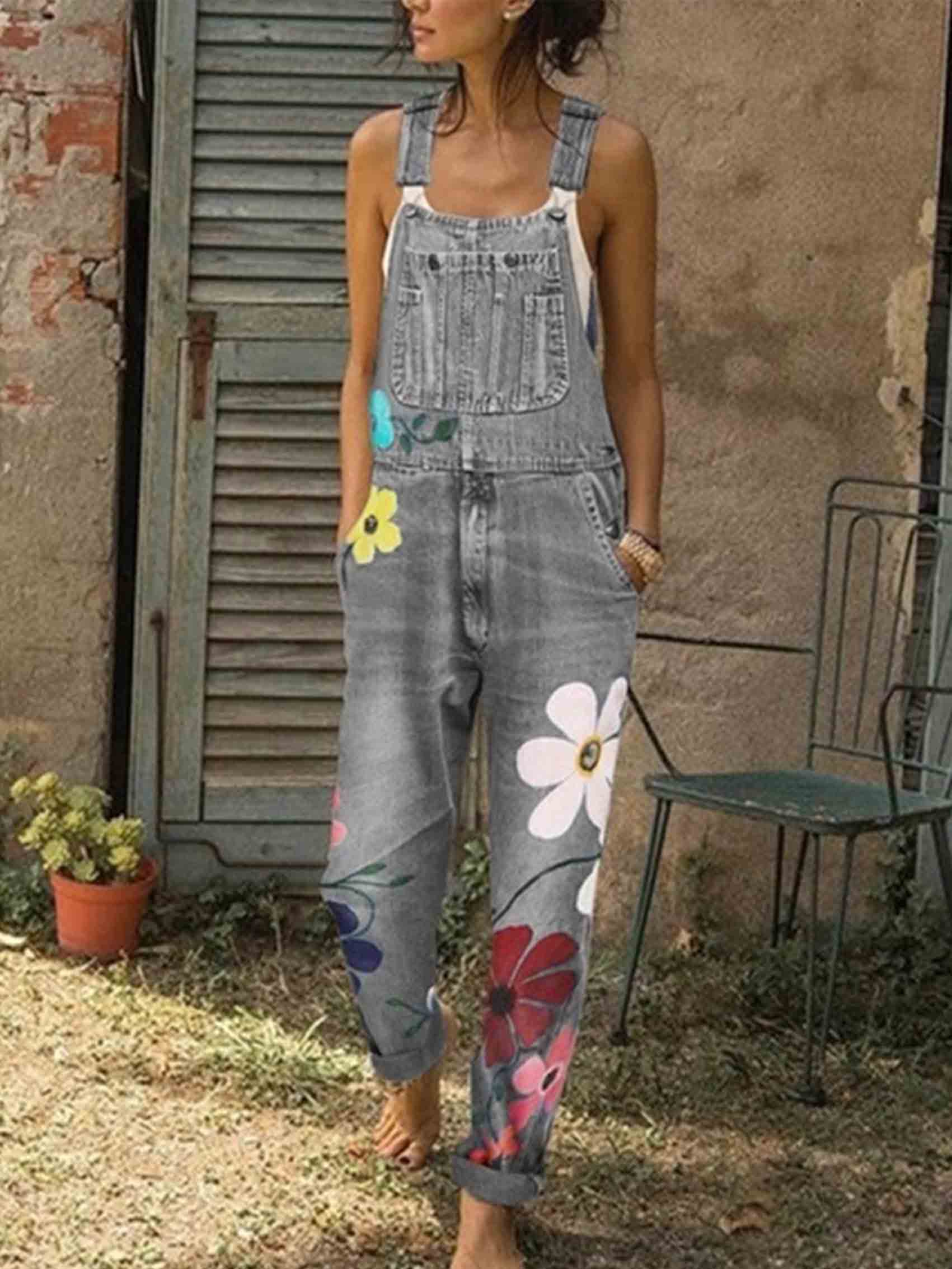 Veleaee Flower Printed Jeans