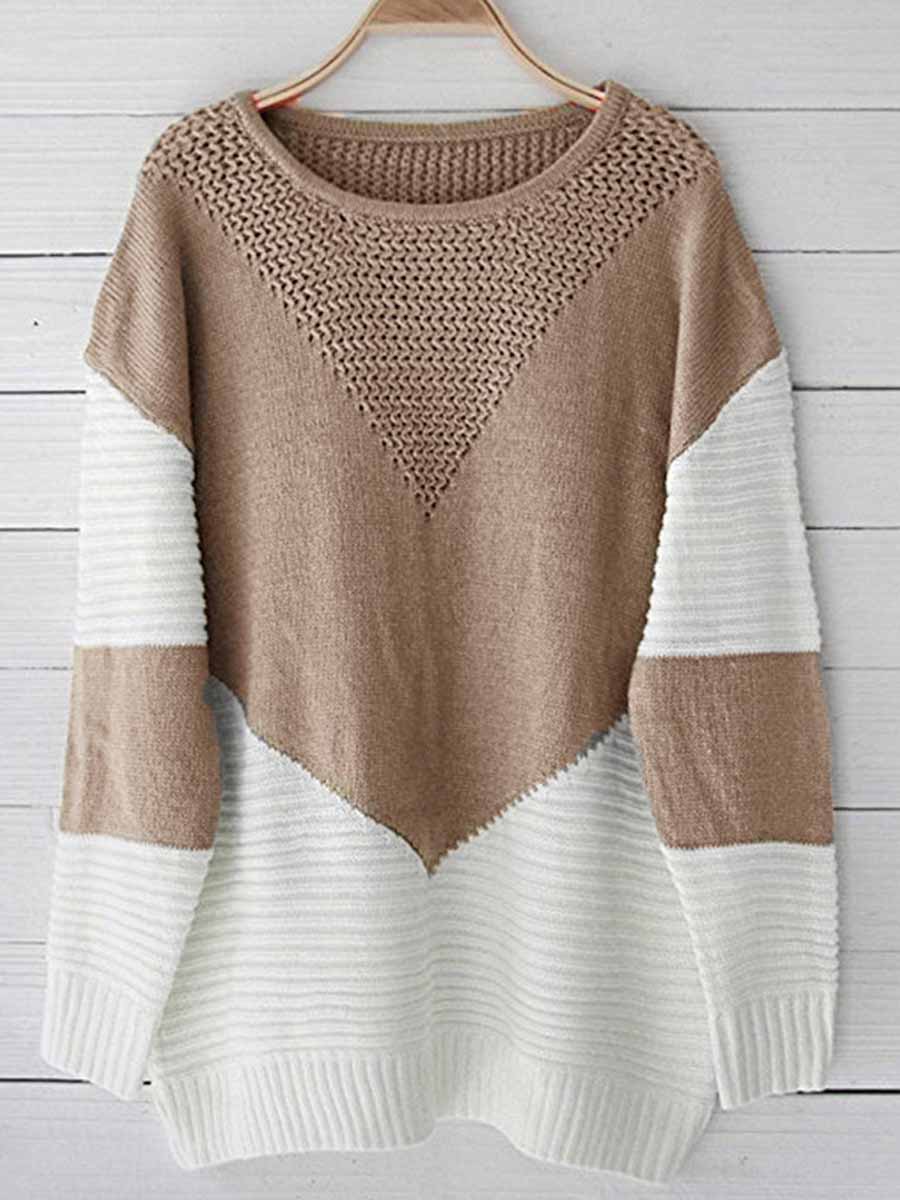 Veleaee Stitching Hollow Sweater