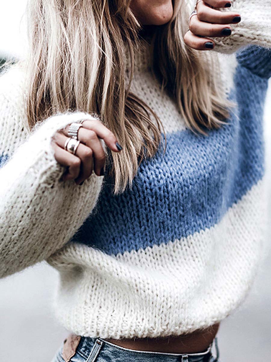 Veleaee Round Neck Knitted Sweater