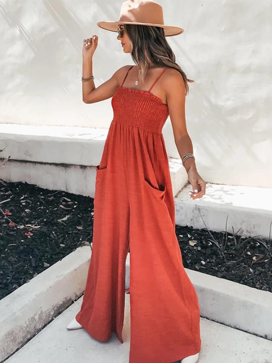 Veleaee Sling Pocket High Waist Jumpsuit