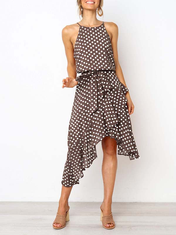 Veleaee Irregular Polka Dot Dress