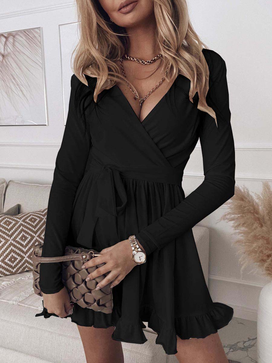 Veleaee Long-sleeved Ppadded Dress