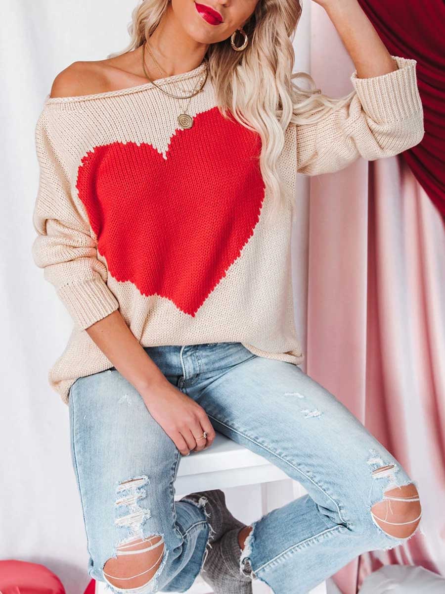 Veleaee Red Love Sweater
