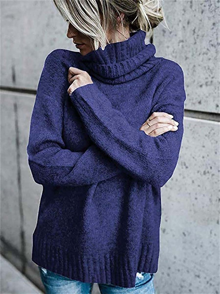 Veleaee Solid Color Turtleneck Long Sleeve Sweater(6 colors)