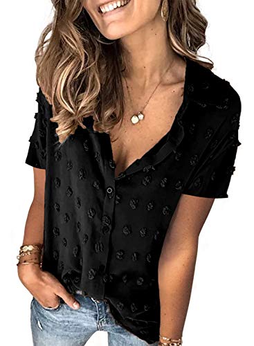 Veleaee Astylish Women Pompom Button Down Shirt Casual Blouse Top