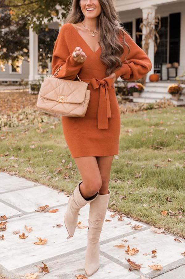 Veleaee Future Happiness Chelsea Wrap Sweater Dress