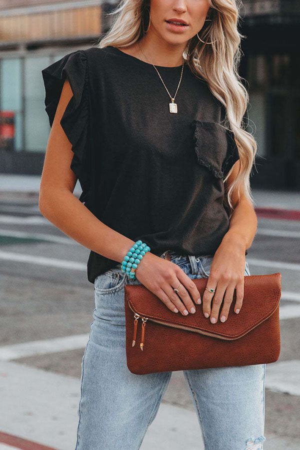 Veleaee Marney Cotton Ruffle Sleeve T-shirt