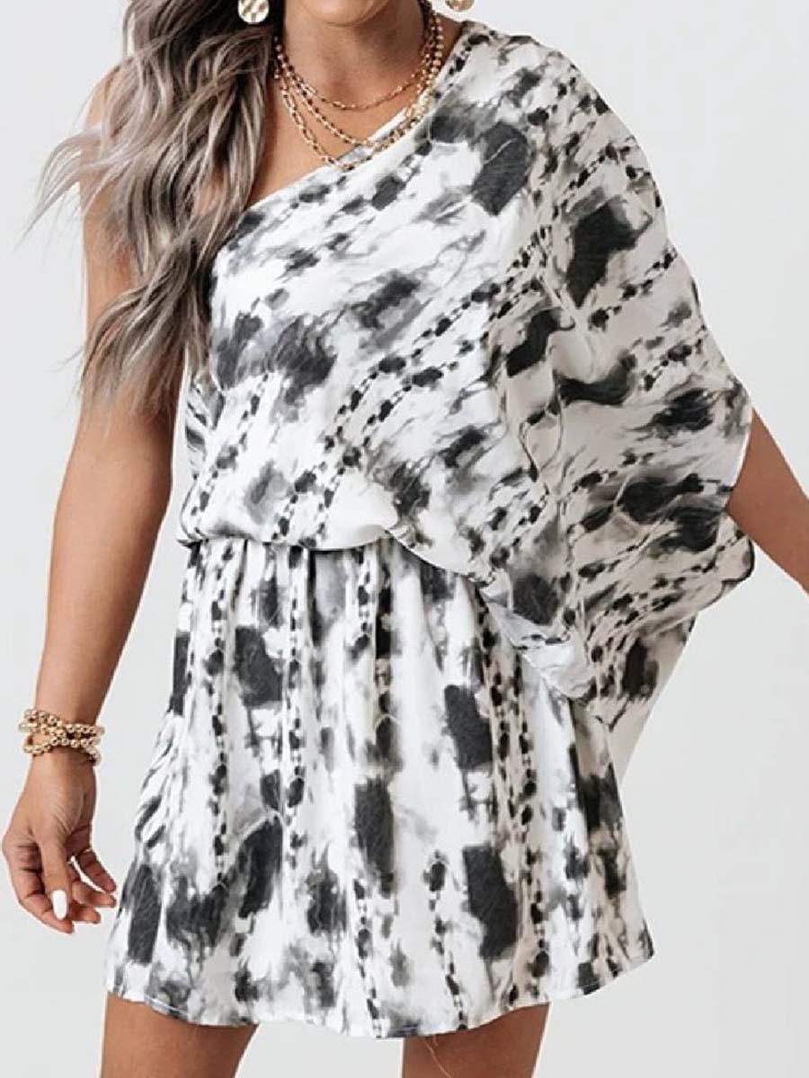 Veleaee Print Single Sleeve Dress