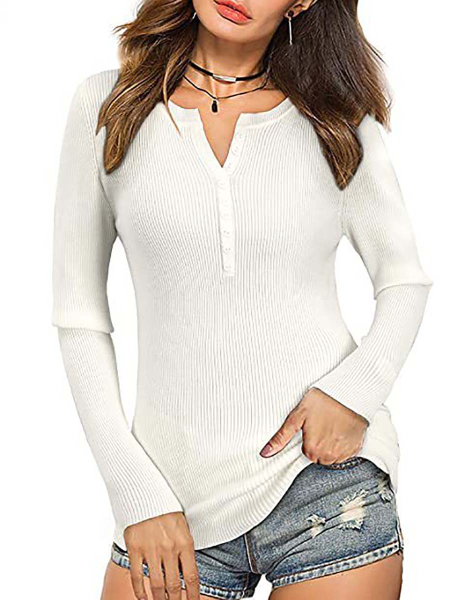 Veleaee Button Slim Sexy Long-Sleeved T-Shirt(6 colors)
