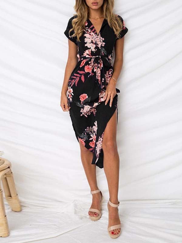 Veleaee Trendy Printed Asymmetrical Dress
