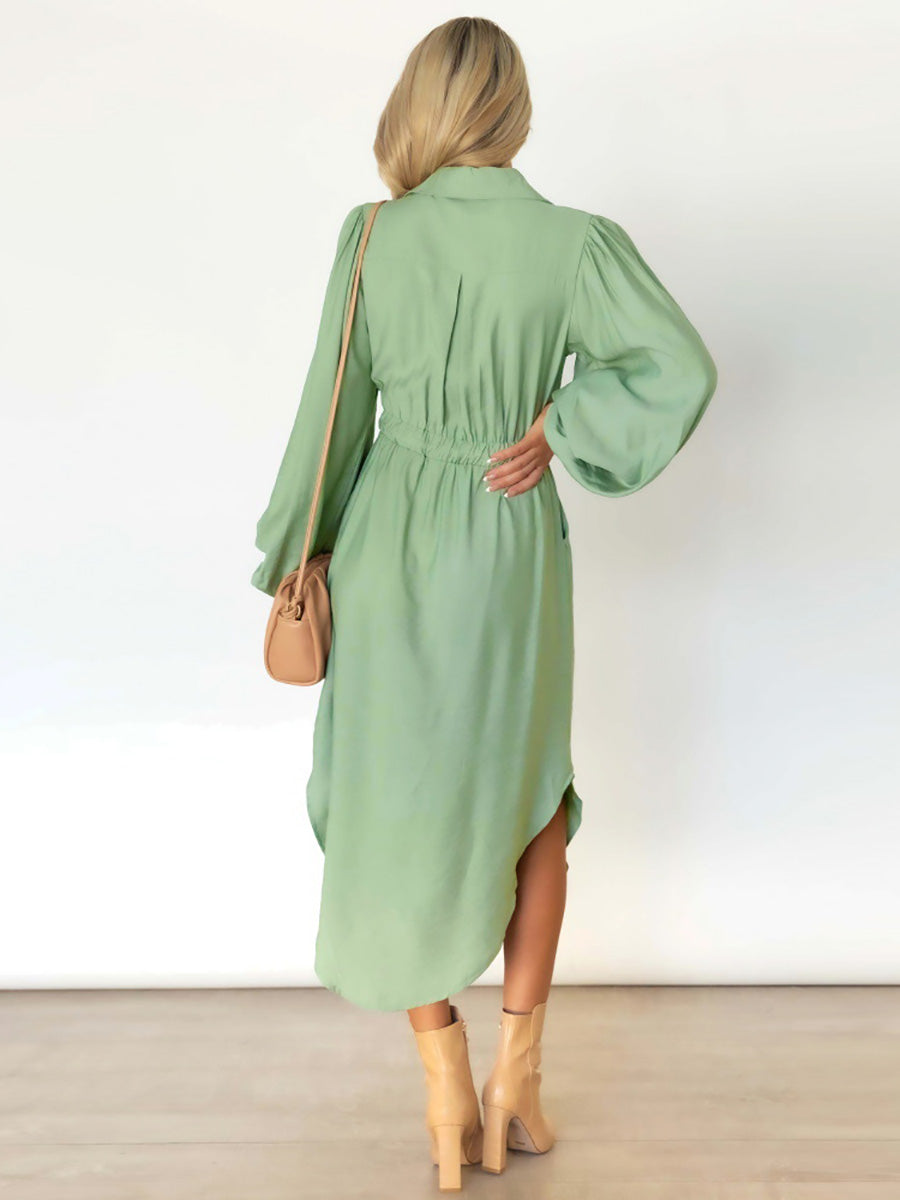 Veleaee Long-Sleeved Waist-Skimming Dresses