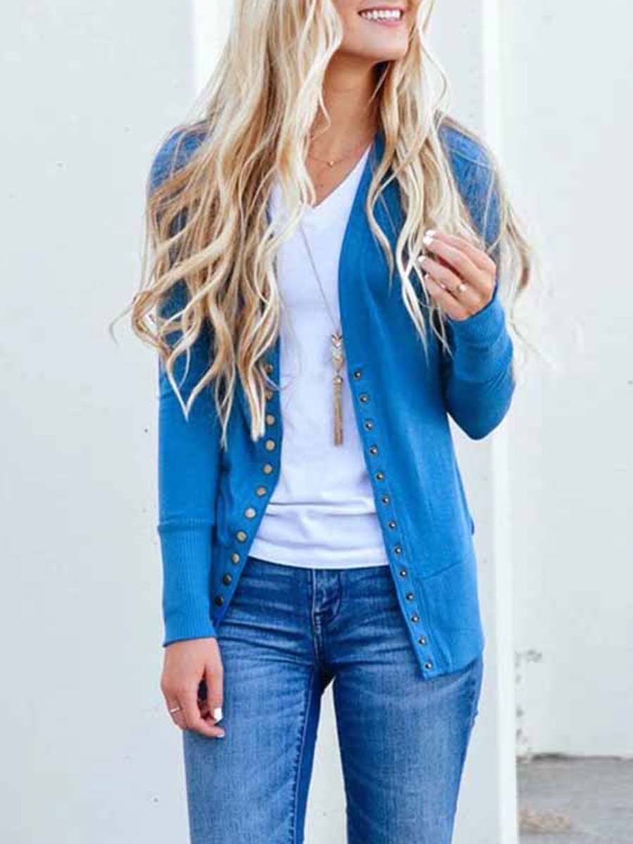 Veleaee Buttons Cardigan Tops