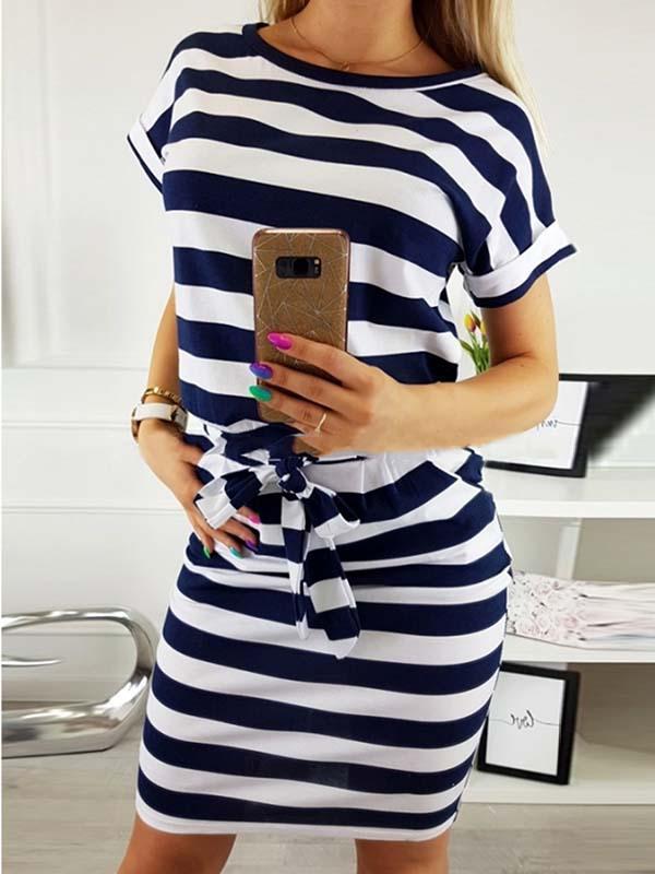 Veleaee O Neck Midi Dress With Belt (4 colors)