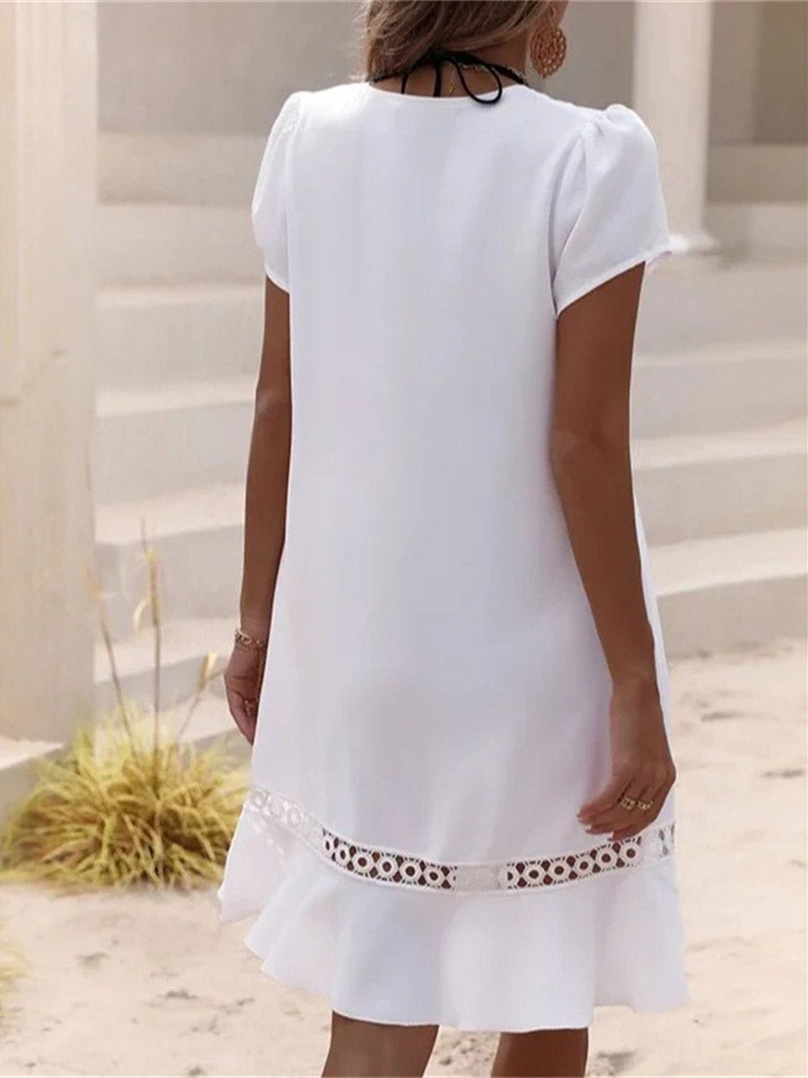 Veleaee Solid Color Dress