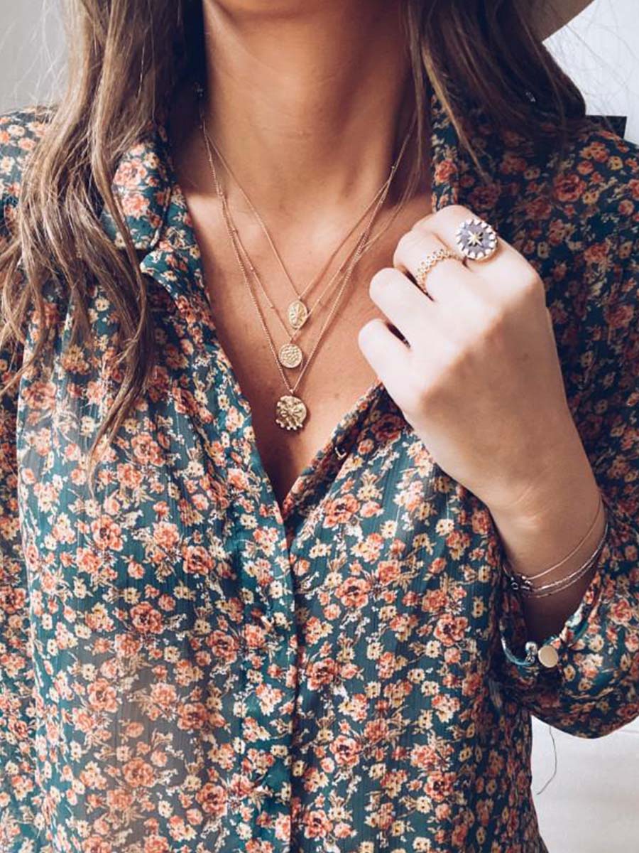 Veleaee Floral Chiffon Blouse