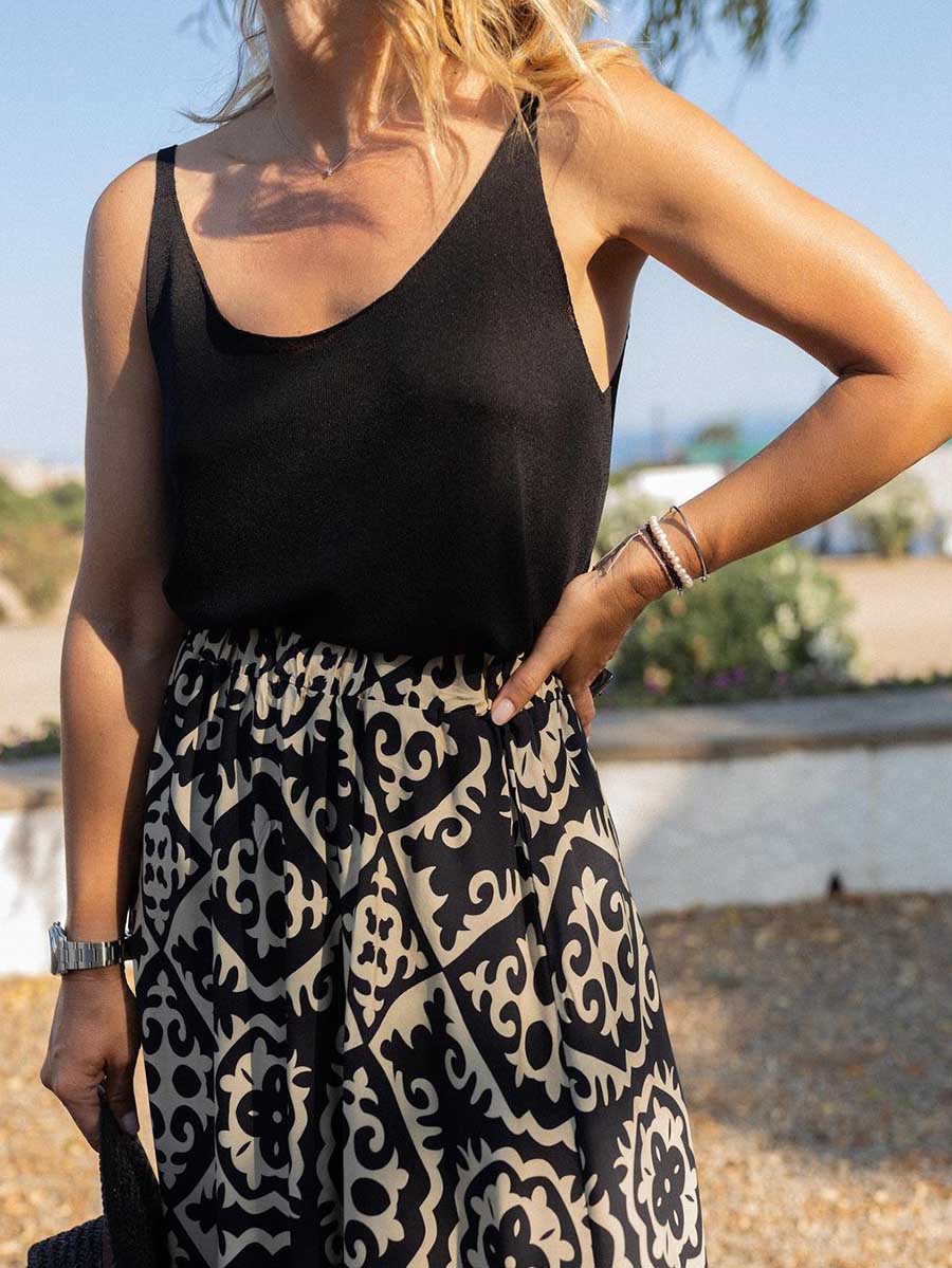 Veleaee Printed Loose Patchwork Hem Dress