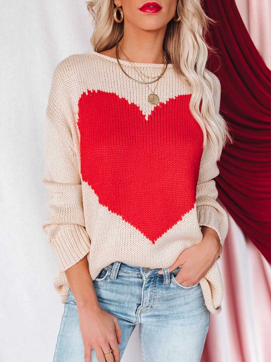 Veleaee Red Love Sweater