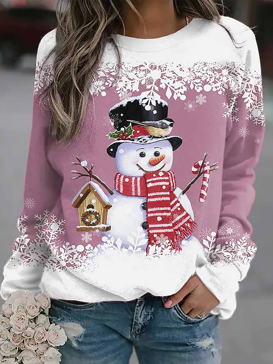 Veleaee Christmas snowman print loose sweater(8 colors)