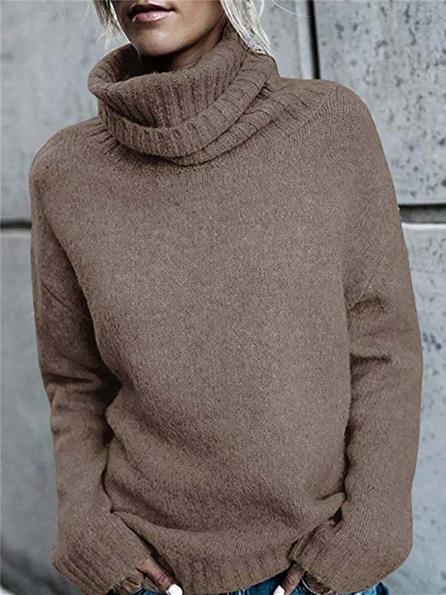 Veleaee Solid Color Turtleneck Long Sleeve Sweater(6 colors)