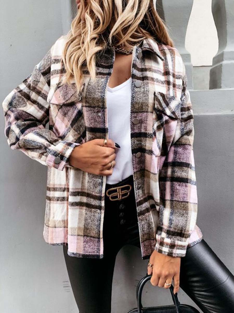 Veleaee  Pumpkin Patches Plaid Jacket(warm)