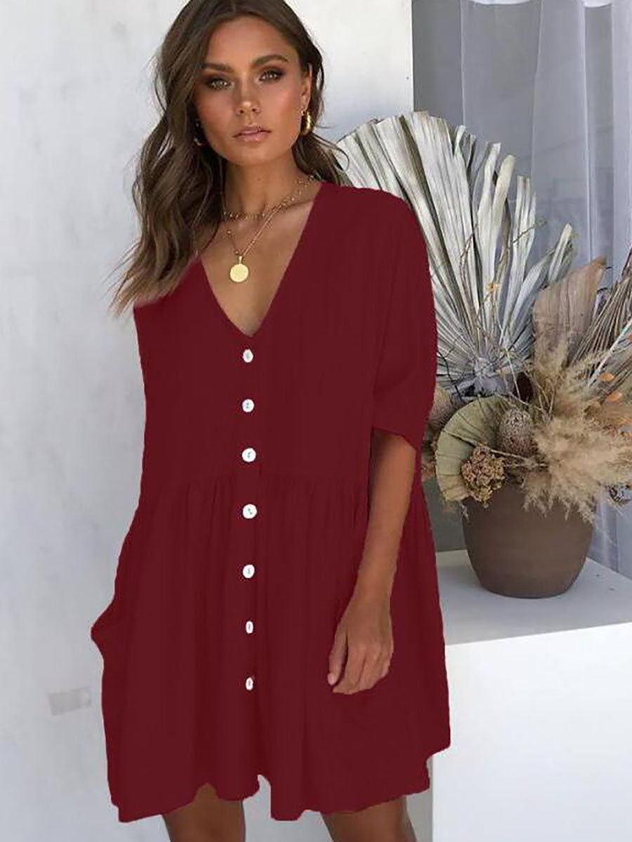Veleaee Button Dress