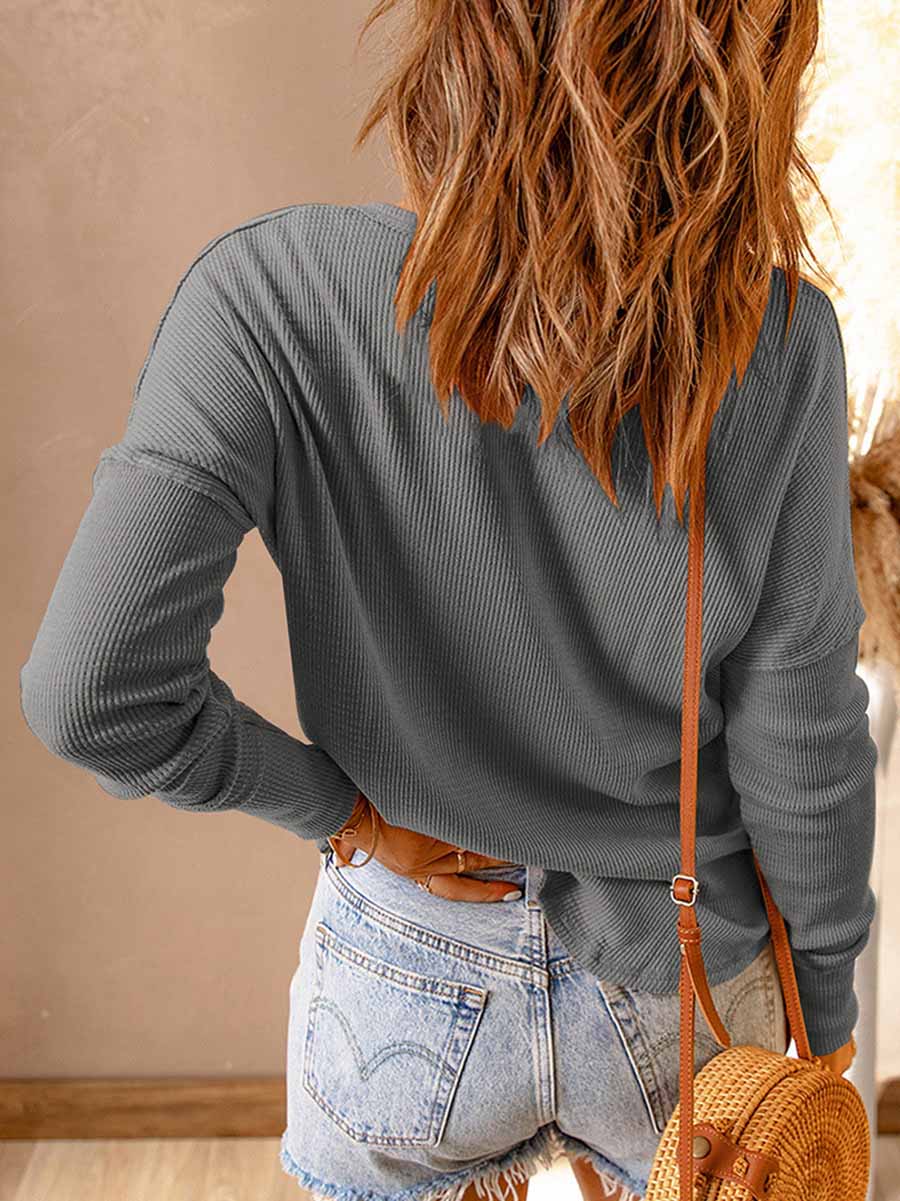 Veleaee Solid Color Casual Long-Sleeved T-Shirt(8 colors)