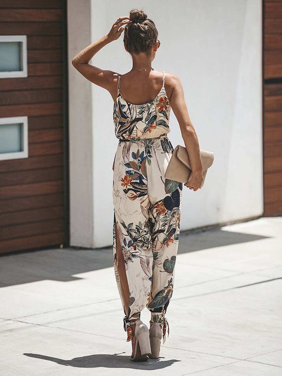 Veleaee Sexy Printed Pocket Jumpsuit