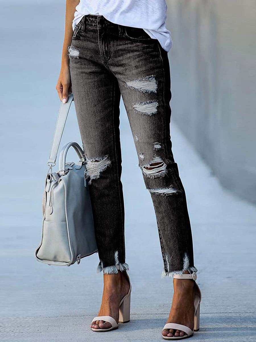 Veleaee Slim Fit Ripped Jeans (3 colors)