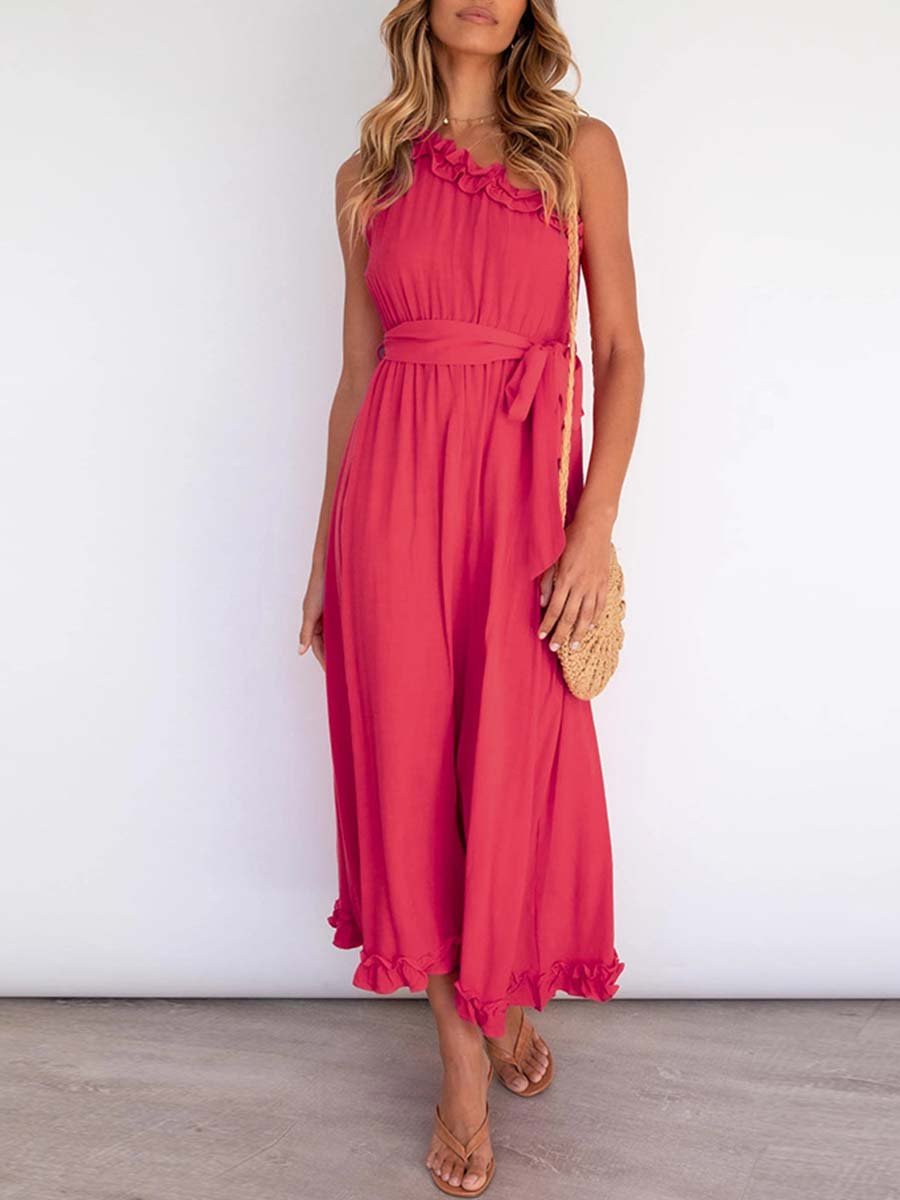 Veleaee Ruffle One-Shoulder Dress