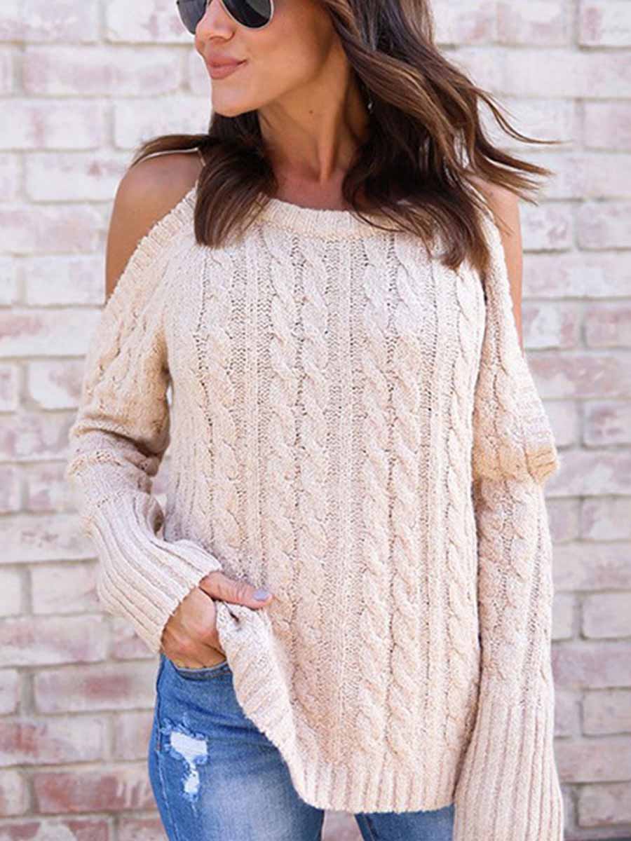Veleaee Strapless Twist Sweater