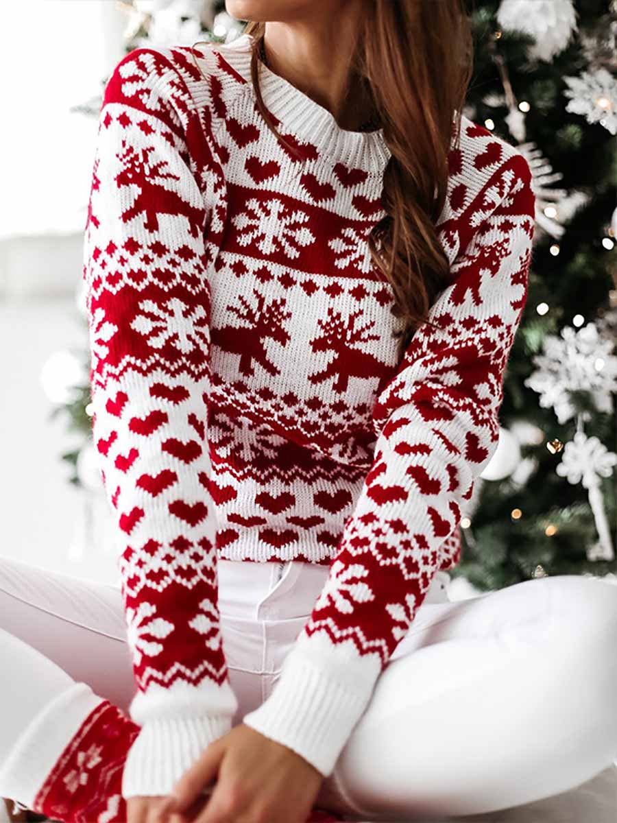 Veleaee Snowflake Moose Christmas Sweater