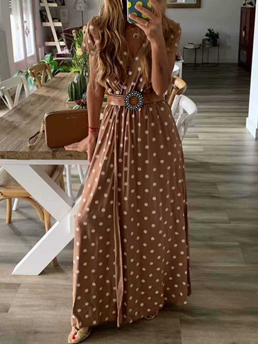 Veleaee Polka Dot Long Dress