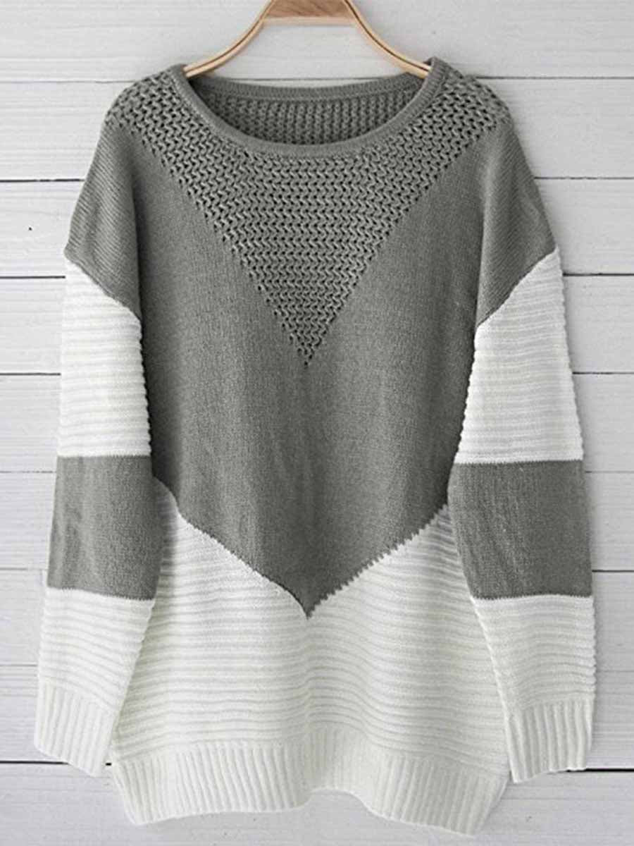 Veleaee Stitching Hollow Sweater