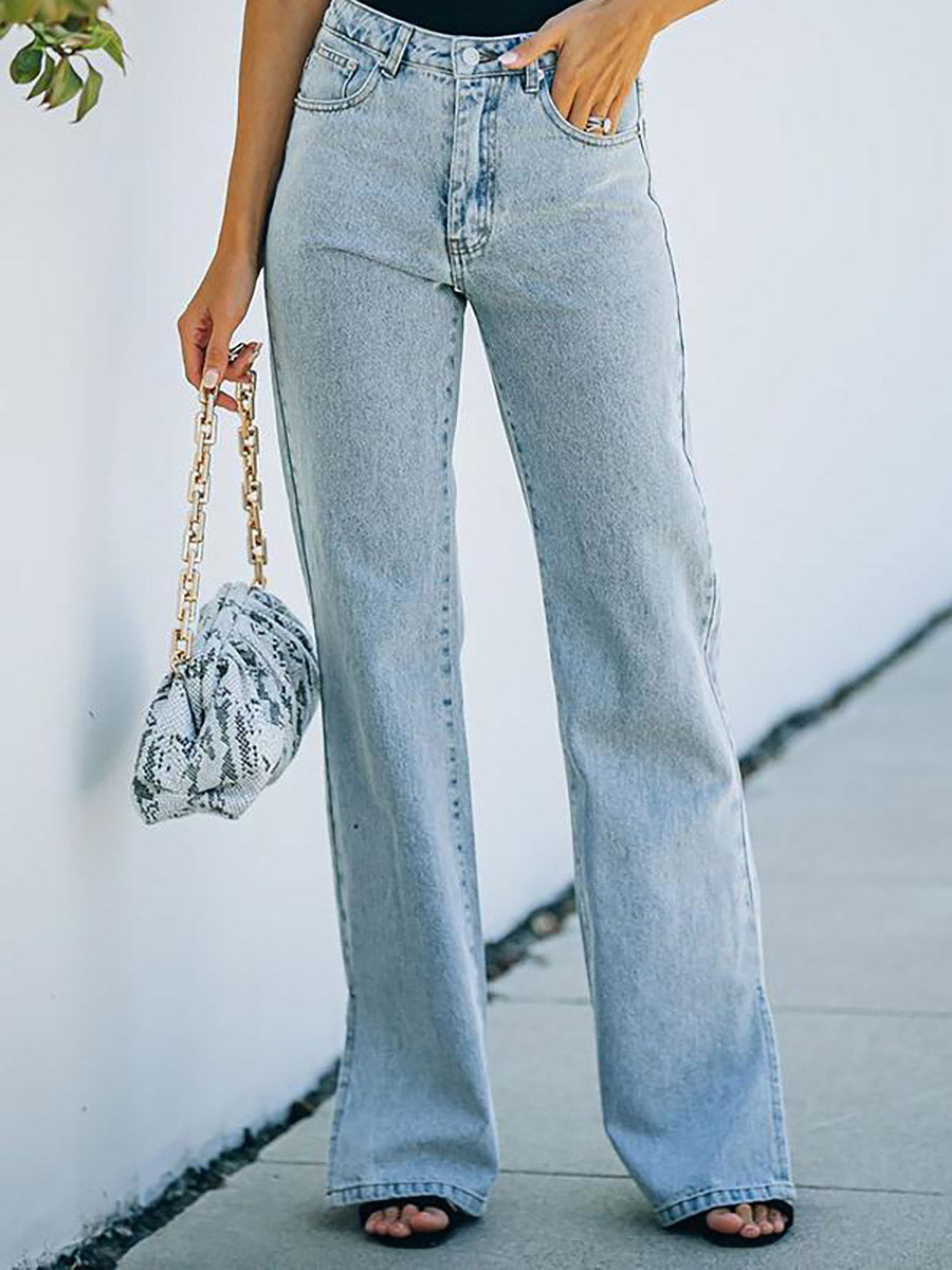 Veleaee  Slit Ankle Flare Denim