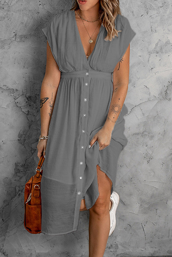 Veleaee Bubbles At Brunch Button Up Midi Dress