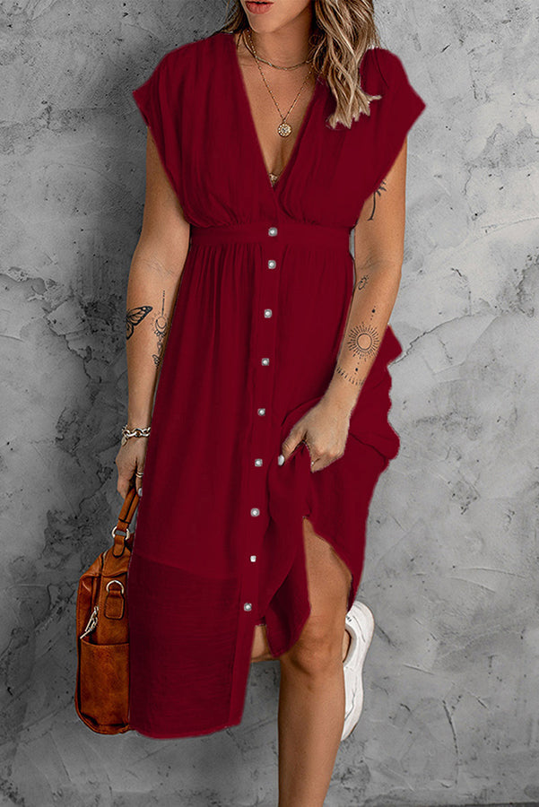 Veleaee Bubbles At Brunch Button Up Midi Dress