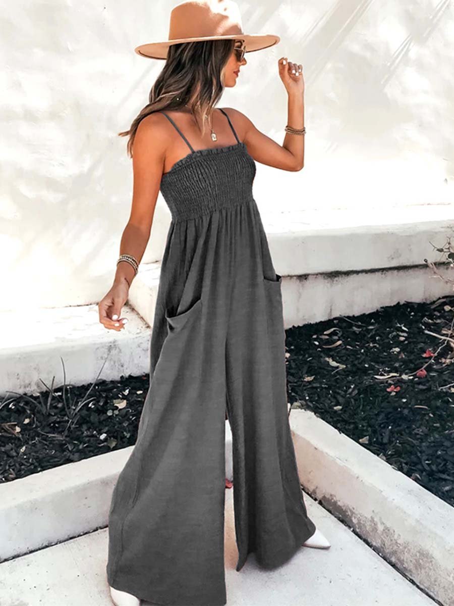 Veleaee Sling Pocket High Waist Jumpsuit