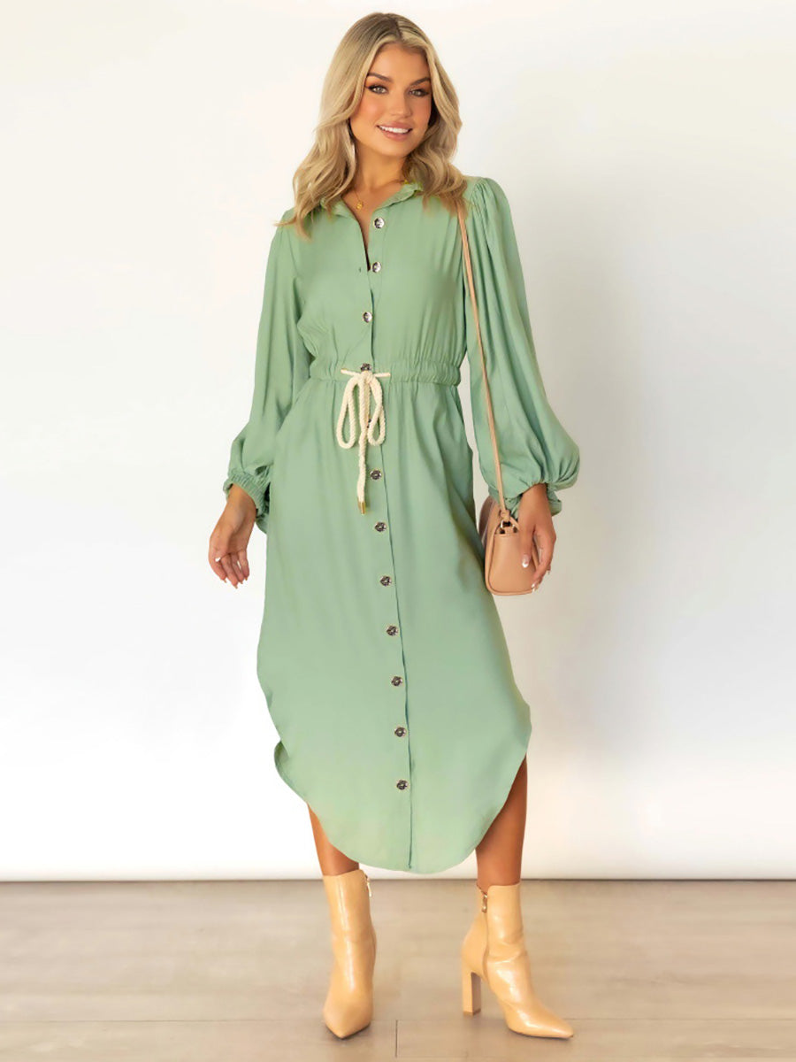 Veleaee Long-Sleeved Waist-Skimming Dresses