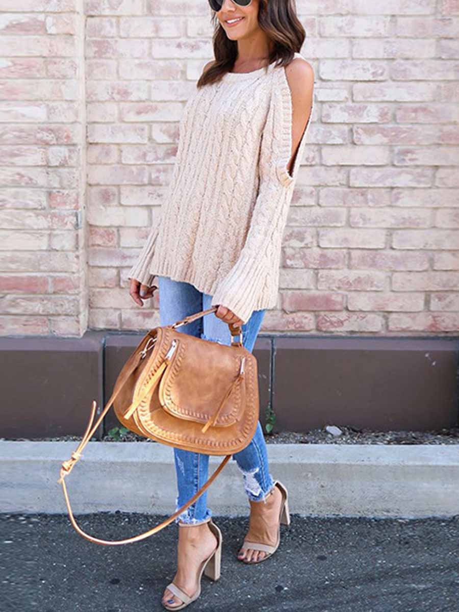 Veleaee Strapless Twist Sweater