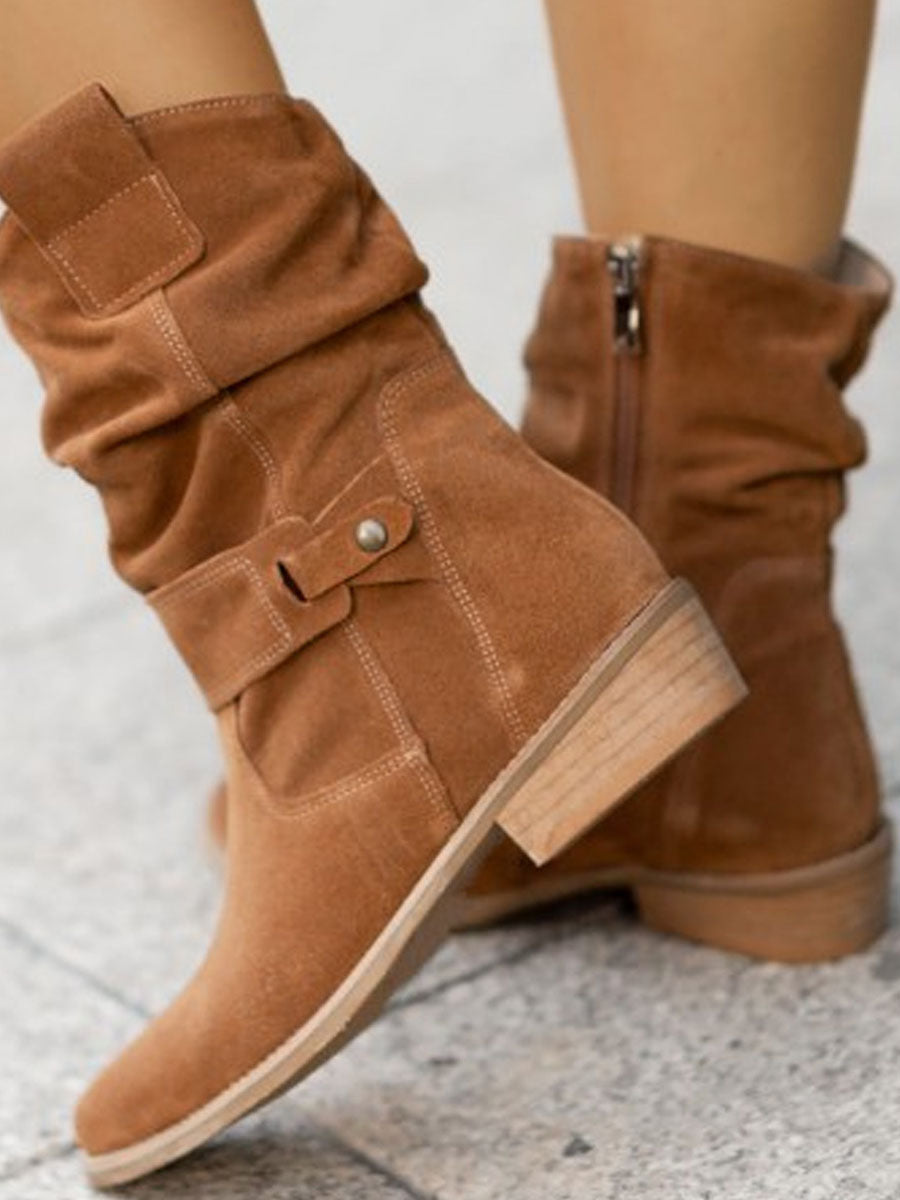 Low-heeled Suede Boots