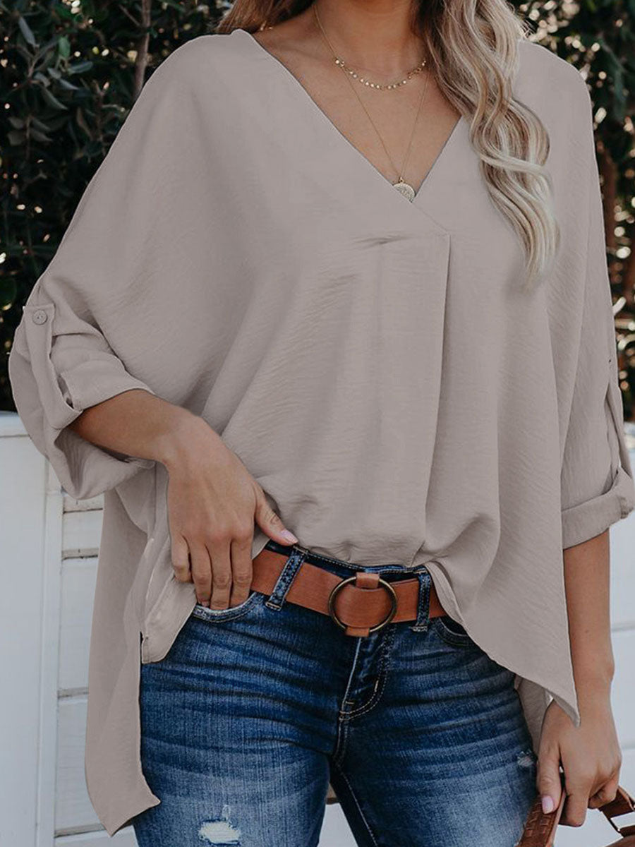 Veleaee Sexy V-Neck Loose Long-Sleeved Tops (7 colors)