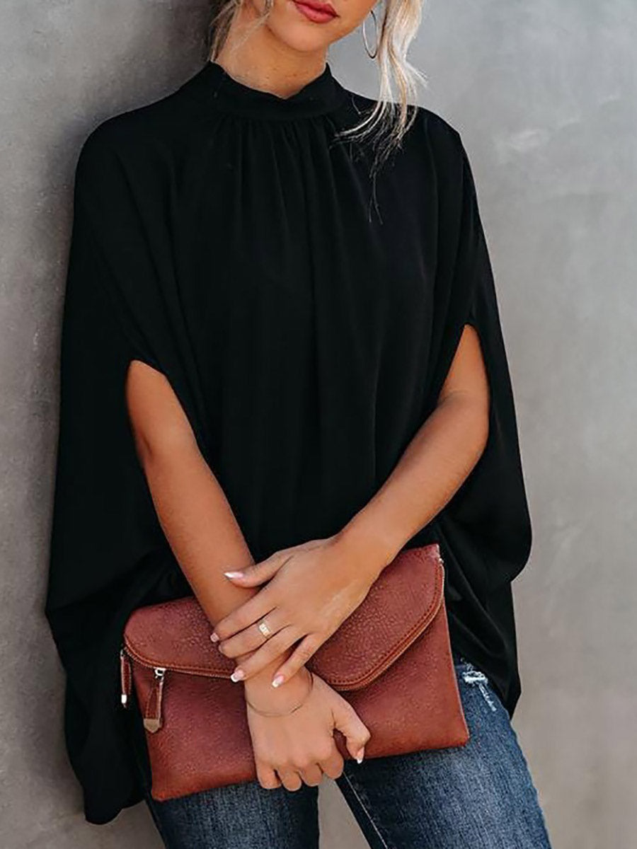 Veleaee Fashion Loose Bat Sleeve Round Neck Shirt (7 colors)