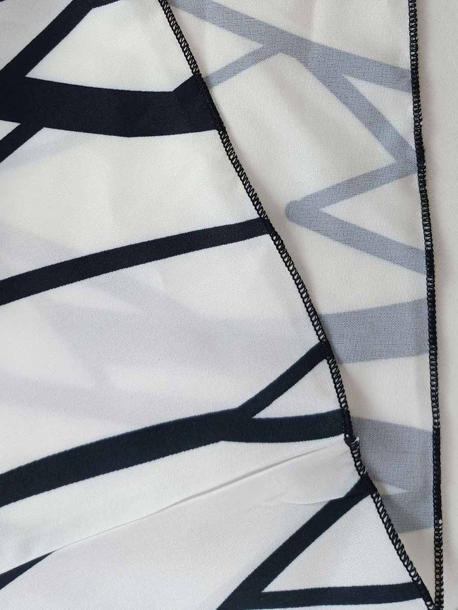 Veleaee V-Neck Print Pleated Sleeveless Dress