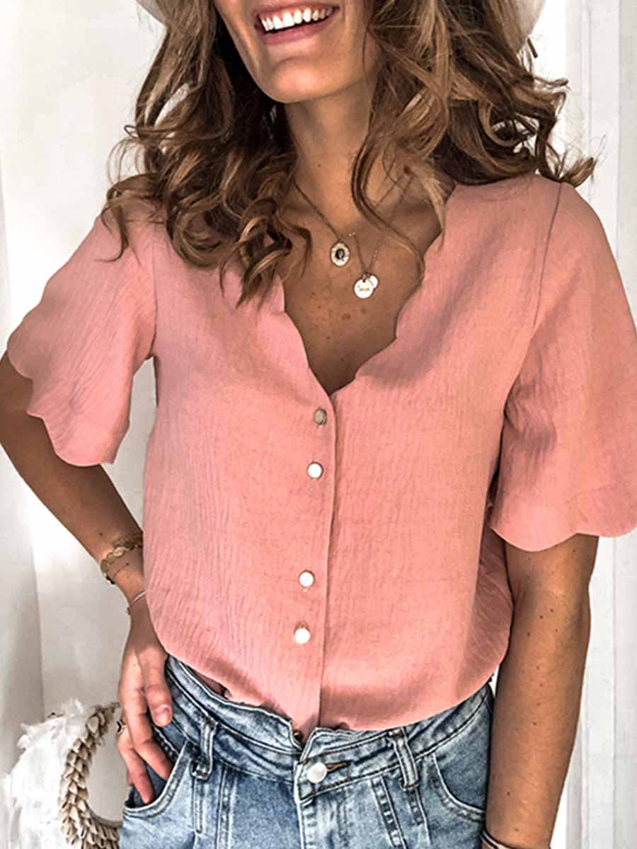 Veleaee Button Short Sleeve Shirt