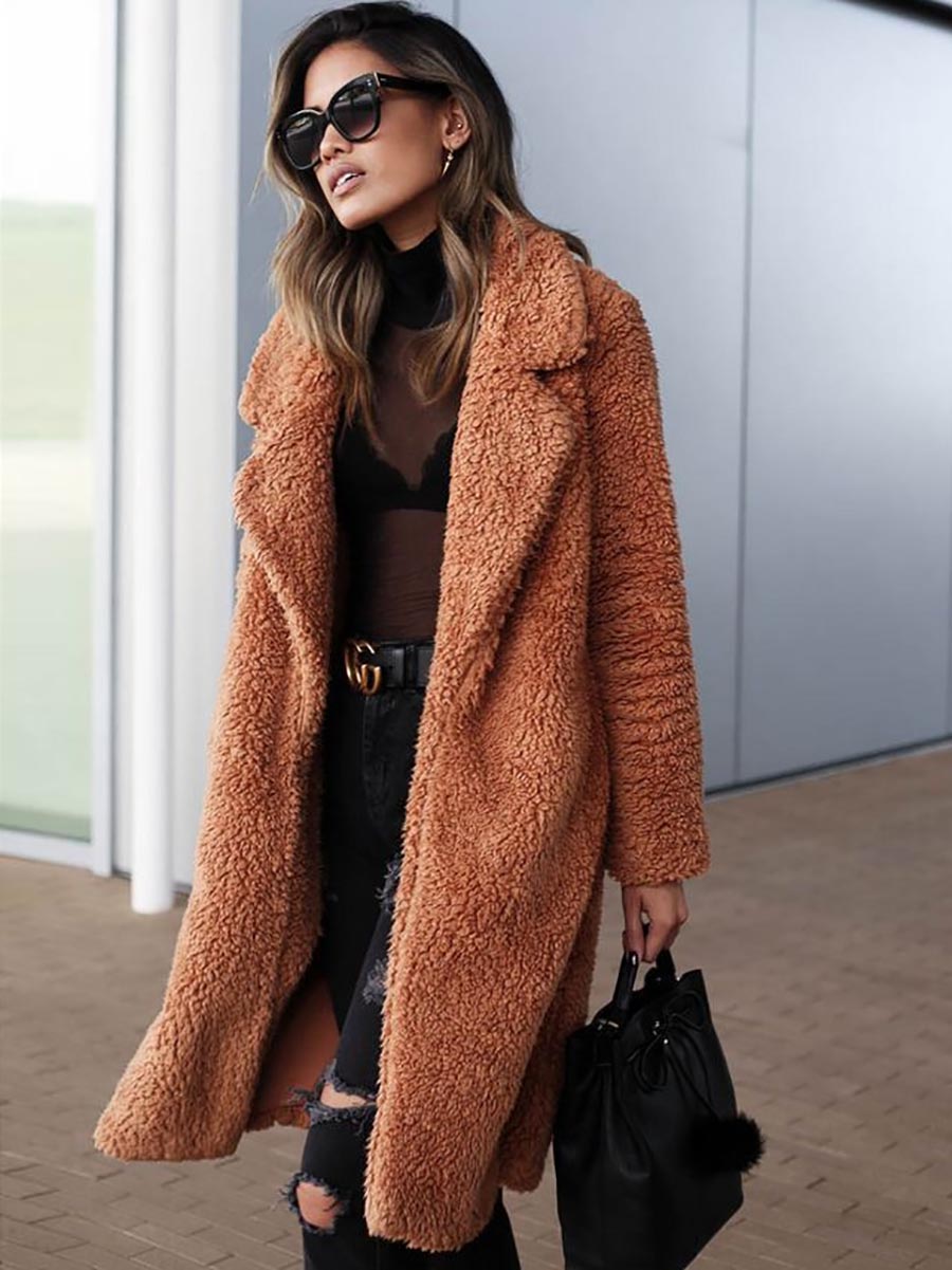 Veleaee Long-Sleeved Lapel Plush Jacket(7 colors)