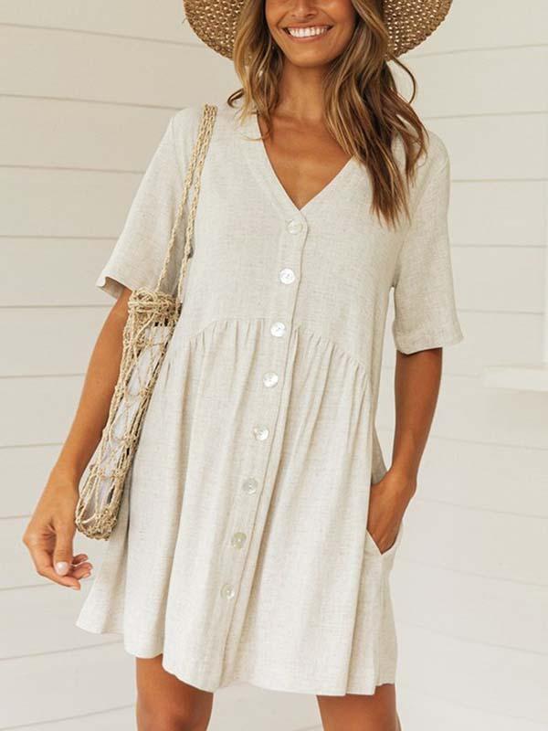 Veleaee Button Dress