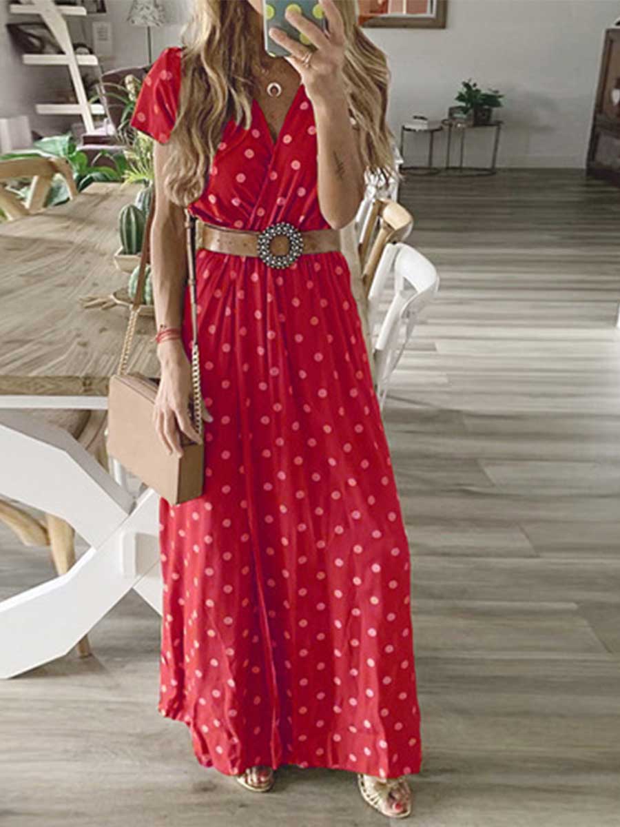 Veleaee Polka Dot Long Dress