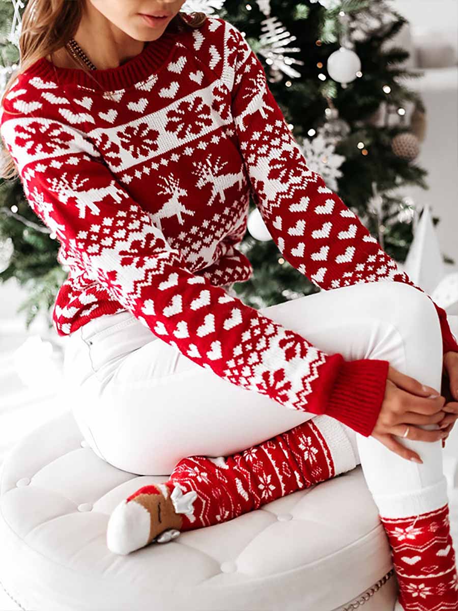 Veleaee Snowflake Moose Christmas Sweater