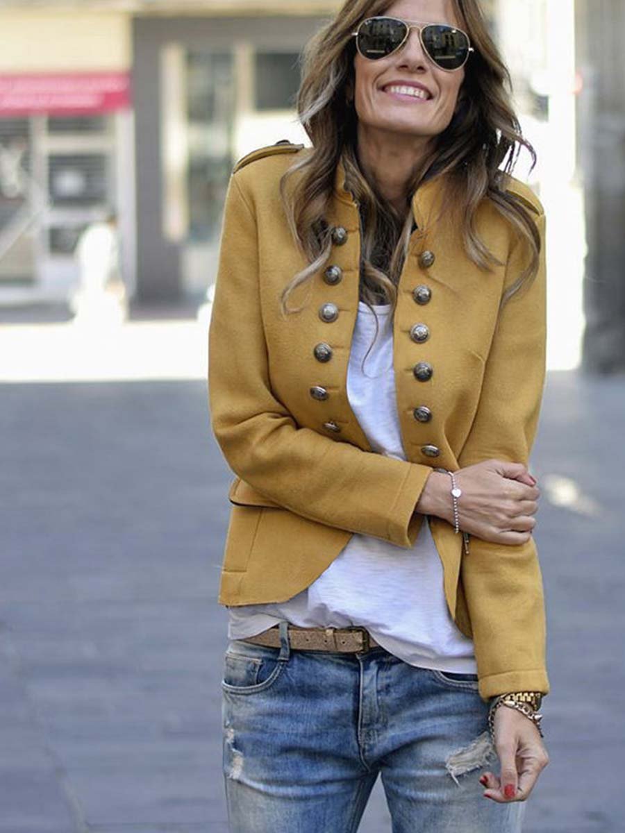 Veleaee Casual Button Design Coat