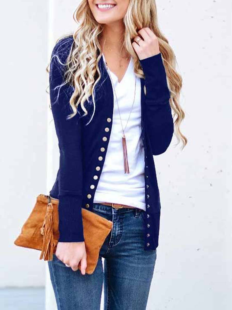 Veleaee Buttons Cardigan Tops